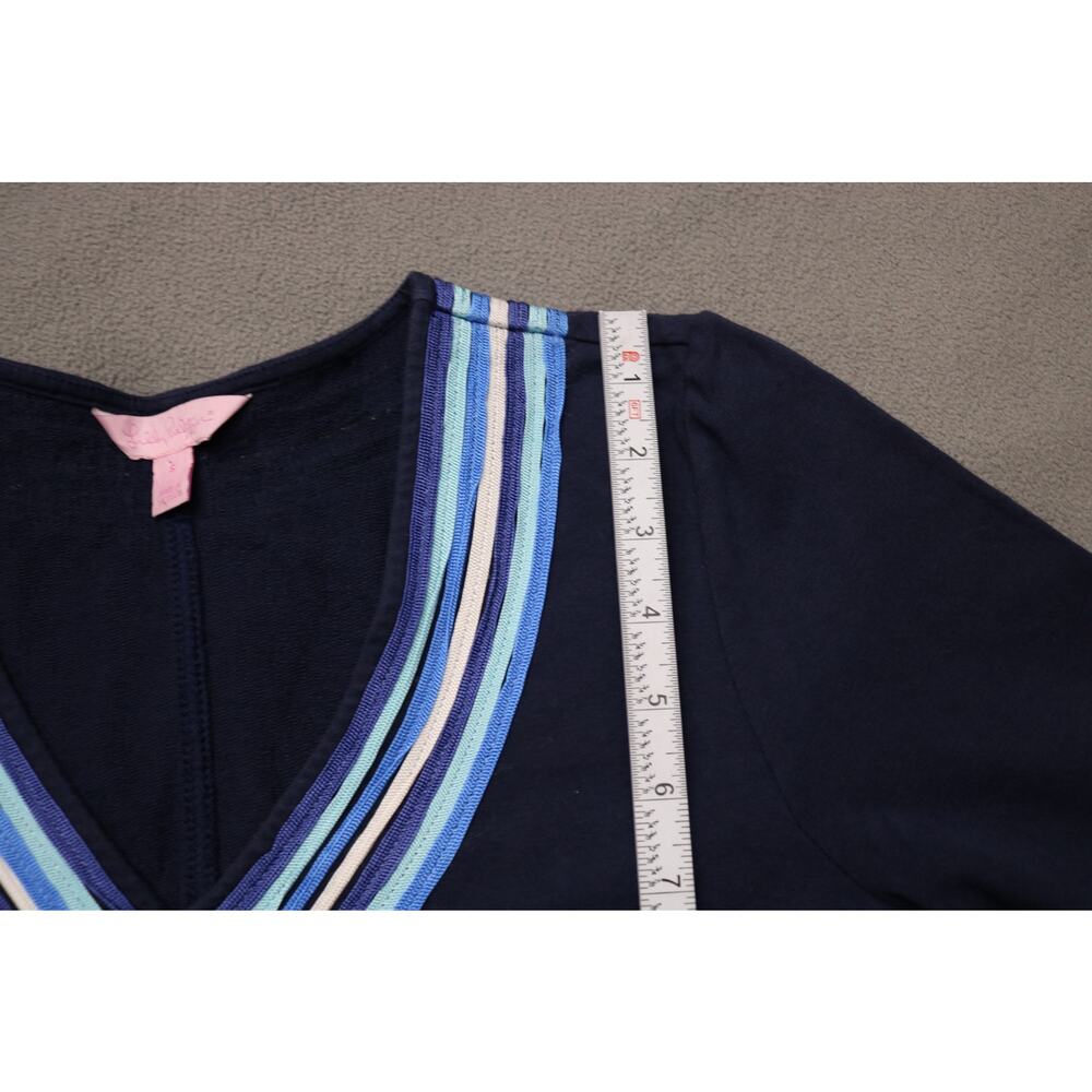 LILLY PULITZER Dress Women Small Navy String Accent Pullover Quarter Sleeve - Picture 4 of 16